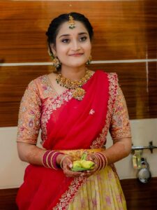 engagement bride prameela’s beautiful look🤍#engagement #makeup #makeupartist #bride #southindia